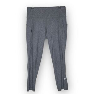 Lululemon Run On Crop Leggings Gray Left Leg Zip Pocket W6AL2S Women’s Size 6